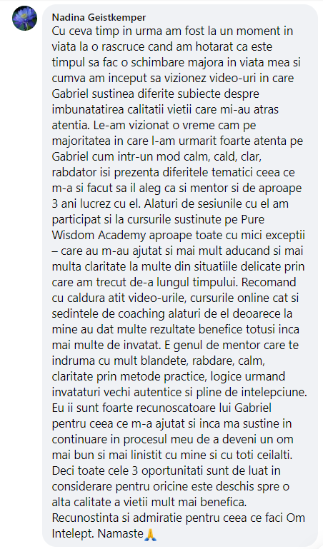 Nadina Geistkemper Coaching Sesiuni + Cursuri